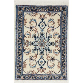 Tappeto Nain Kashmar Persia Medaglione Crema Blu 60x90 Cm