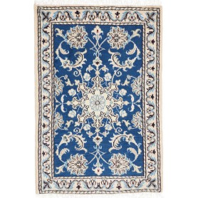 Tappeto Nain Kashmar Persia Medaglione Blu Crema 60x90 Cm
