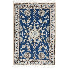 Tappeto Nain Kashmar Persia Medaglione Blu Crema 60x90 Cm