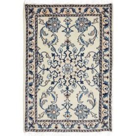 Tappeto Nain Kashmar Persia Medaglione Avorio Blu 60x90 Cm