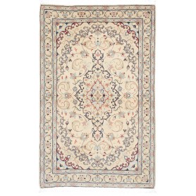 Tappeto Kashan Fine Persia Medaglione Crema Blu 96x150 Cm