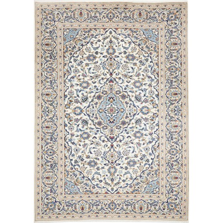 Tappeto Kashan Persia Medaglione Avorio Blu 200x295 Cm