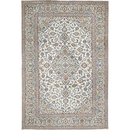Tappeto Kashan Persia Medaglione Avorio Blu 192x285 Cm