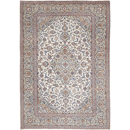 Tappeto Kashan Persia Medaglione Avorio Blu 195x287 Cm