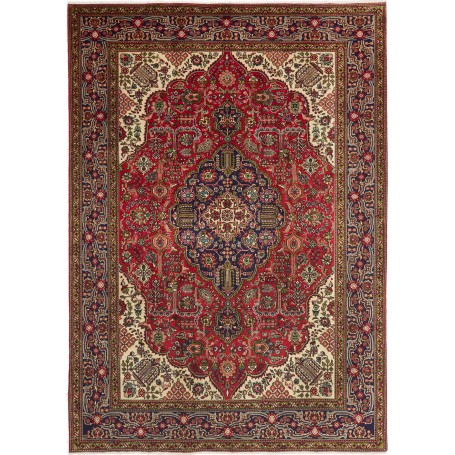 Tappeto Tabriz Persia Medaglione Rosso Blu 204x290 Cm