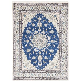Tappeto Nain Kashmar Persia Medaglione Blu Crema 165x233 Cm