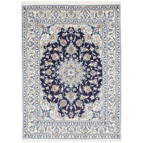 Tappeto Nain Kashmar Persia Medaglione Blu Scuro Avorio 147x