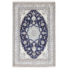 Tappeto Nain Kashmar Persia Medaglione Blu Bianco 162x248 Cm