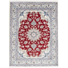 Tappeto Nain Kashmar Persia Medaglione Rosso Avorio 148x200