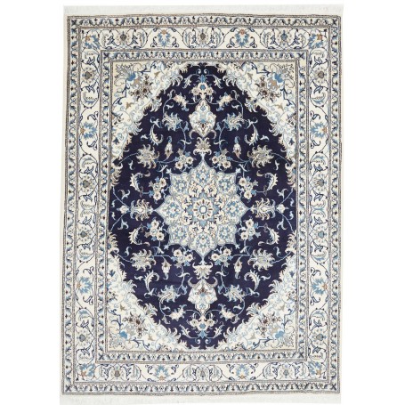 Tappeto Nain Kashmar Persia Medaglione Blu Bianco 168x234 Cm