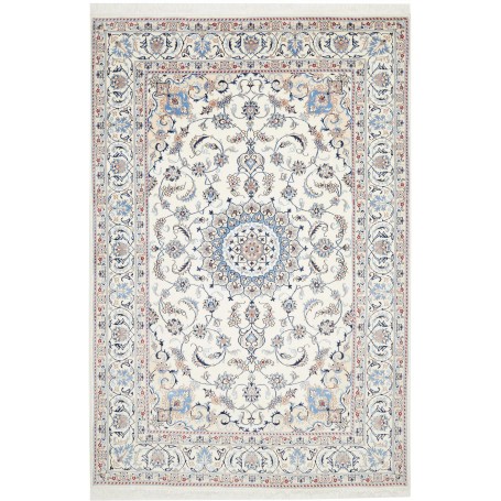Tappeto Nain Kashmar Persia Medaglione Avorio Blu 200x300 Cm
