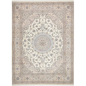 Tappeto Nain 9la Persia Medaglione Crema Azzurro 303x423 Cm