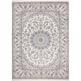 Tappeto Nain Kashmar Persia Medaglione Crema Blu 246x349 Cm