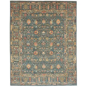 Tappeto Zigler Fine Pakistan Geometrico Blu Petrolio Oro Ant