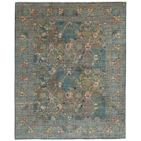 Tappeto Shahi Fine Pakistan Floreale Blu Petrolio Verde Musc