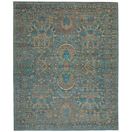 Tappeto Shahi Fine Pakistan Geometrico Turchese Ruggine 250x
