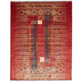 Tappeto Siva Pakistan Geometrico Rosso Blu 240x306 cm