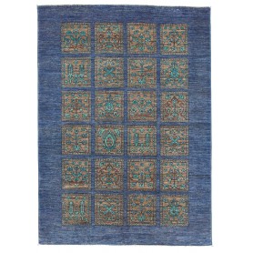 Tappeto Bakhtiyar Pakistan Geometrico Blu Marrone 126x175 Cm