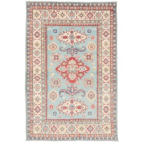 Tappeto Kazak Afghanistan Medaglione Azzurro Rosso 121x186 C