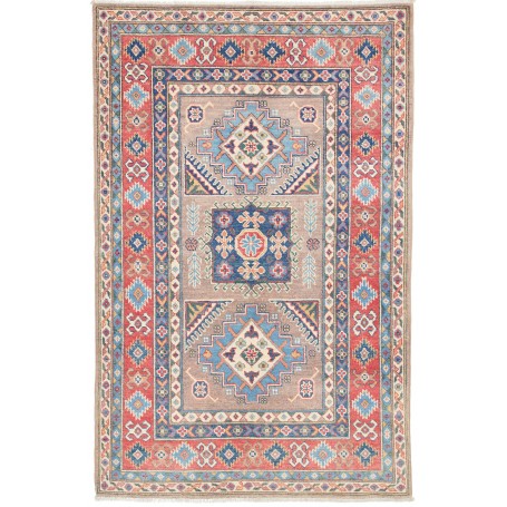 Tappeto Kazak Afghanistan Geometrico Beige Rosso 116x182 Cm