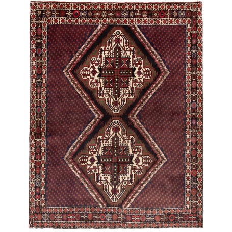 Tappeto Shahreza Persia Geometrico Bordeaux Nero 136x178 Cm