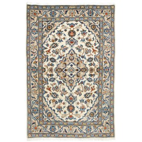 Tappeto Kashan Fine Persia Medaglione Avorio Blu 97x145 Cm