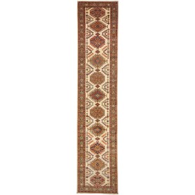 Tappeto Kazak Fine Pakistan Geometrico Crema Rosso 79x404 Cm