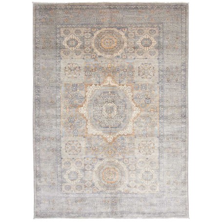 Tappeto Mamlouk Pakistan Medaglione Grigio-blu Tenue Beige E