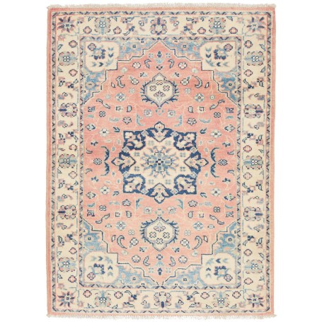 Tappeto Kazak Afghanistan Medaglione Rosa Blu 84x113 Cm