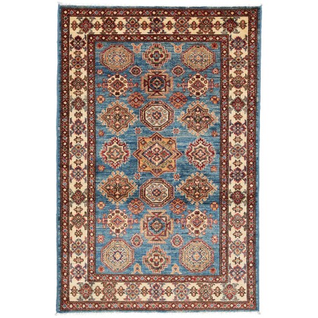 Tappeto Kazak Fine Pakistan Astratto Blu Rosso 98x147 Cm