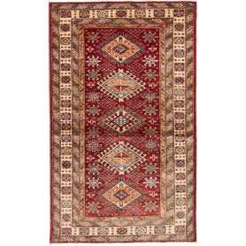 Tappeto Kazak Fine Pakistan Geometrico Rosso Crema 92x152 Cm