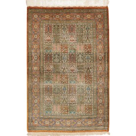 Tappeto Ghom Seta Persia Floreale Beige Arancio 78x120 Cm