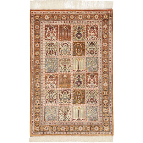 Tappeto Ghom Seta Persia Astratto Terra Cotta Beige 80x120 C