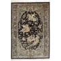 Tappeto Ghom Seta Persia Medaglione Nero Beige 137x202 Cm