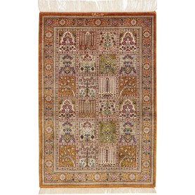 Tappeto Ghom Seta Persia Astratto Arancio Crema 60x90 Cm