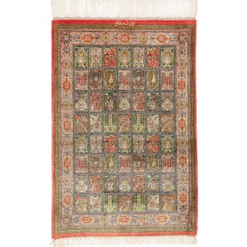 Tappeto Ghom Seta Persia Floreale Multicolore Pastello 60x90