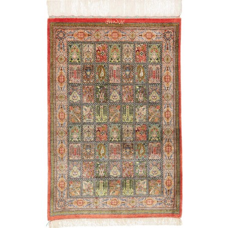 Tappeto Ghom Seta Persia Floreale Multicolore Pastello 60x90