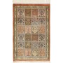Tappeto Ghom Seta Persia Floreale Crema Arancio Verde 60x90