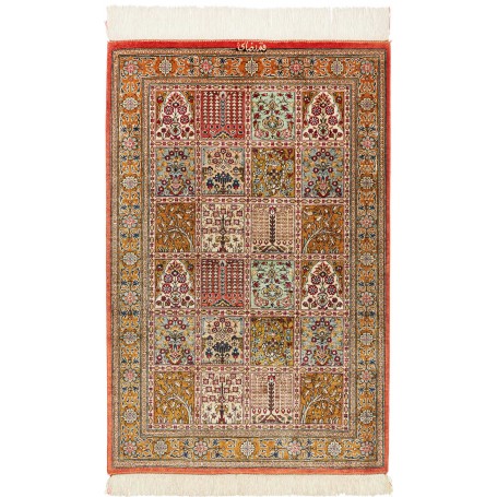 Tappeto Ghom Seta Persia Astratto Oro Arancio 58x90 Cm