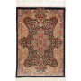 Tappeto Ghom Seta Persia Medaglione Nero Policromo 60x87 Cm