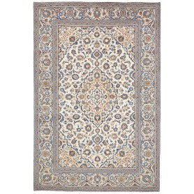 Tappeto Kashan Persia Medaglione Avorio Blu 202x303 Cm
