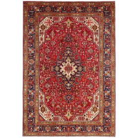 Tappeto Tabriz Persia Medaglione Rosso Blu 202x296 Cm