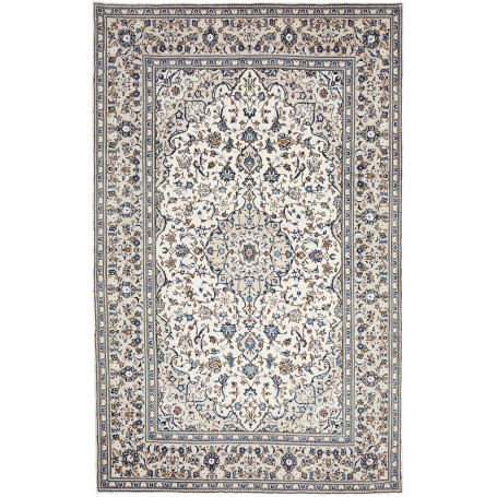 Tappeto Kashan Persia Medaglione Crema Blu 195x308 Cm