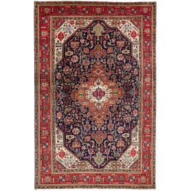 Tappeto Tabriz Persia Medaglione Blu Rosso 200x310 Cm