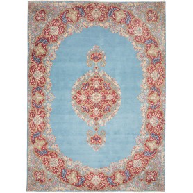 Tappeto Kerman Persia Medaglione Azzurro Rosso 280x385 Cm