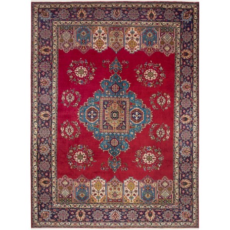 Tappeto Tabriz Persia Medaglione Rosso Blu 243x330 Cm