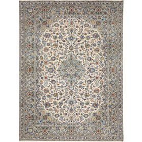 Tappeto Kashan Persia Medaglione Crema Blu 272x367 Cm
