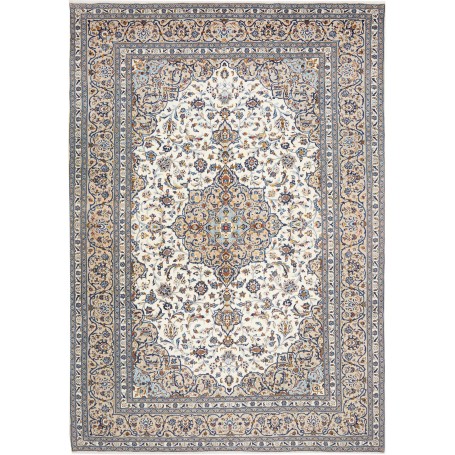 Tappeto Kashan Persia Medaglione Crema Blu 250x353 Cm