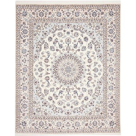 Tappeto Nain 6la Persia Medaglione Crema Azzurro 207x260 Cm