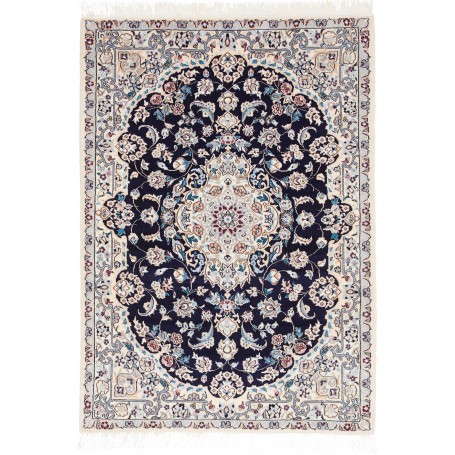 Tappeto Nain 6la Persia Medaglione Blu Notte Crema 80x114 Cm